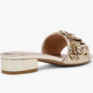 Betsey Johnson Gold Floral Sequin Sandals